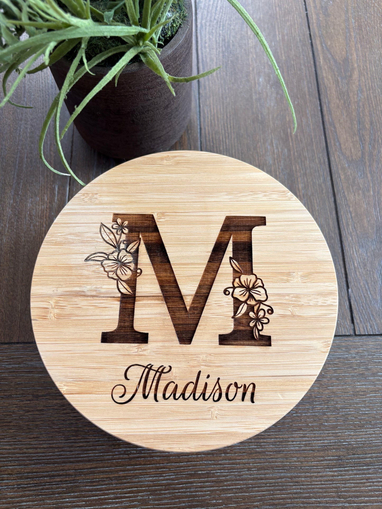 Monogram Glass Container